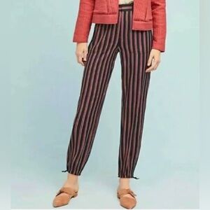 Anthropologie Black And Red Striped Pants